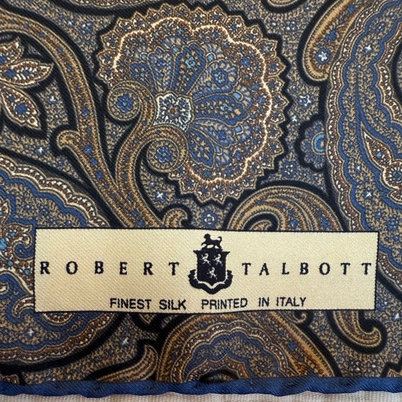 Robert Talbott Silk Paisley Pocket Square 🇮🇹 – Made in Italy - Picture 7 of 9